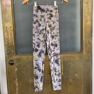 Lululemon Tie Dye High Rise Leggings Gray Olive Marble Print Size 2